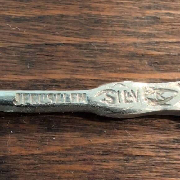 Jerusalem Silver Decorative Souvenir Jam Spoon with Jerusalem Cross Design - Picture 7 of 10